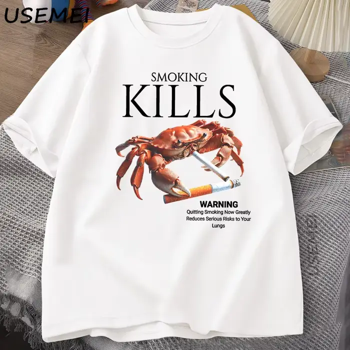 Fumer tue le crabe t-shirts désencré bizarre T-Shirt graphique