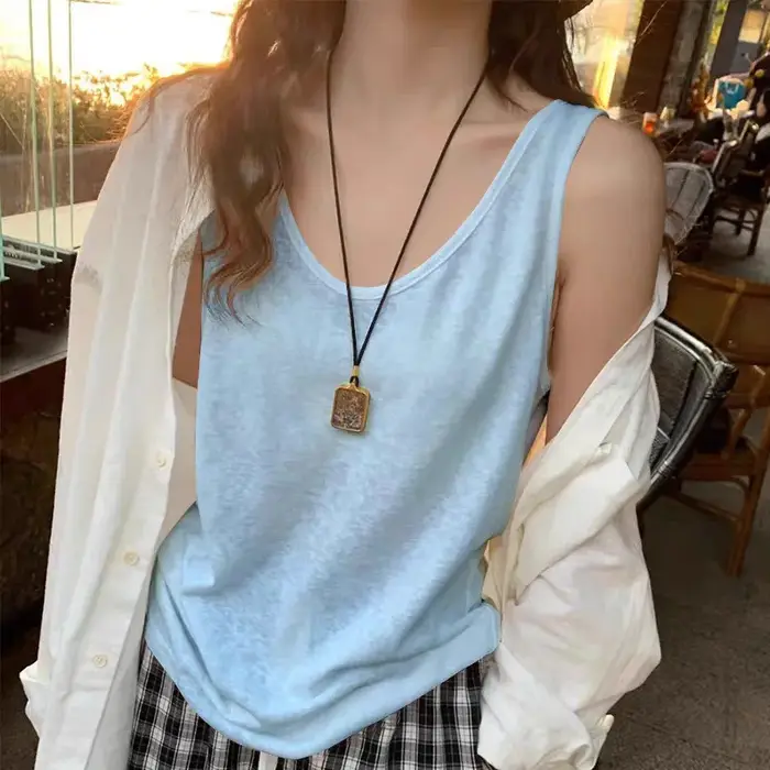 Débardeur Simple en coton et lin pour femmes