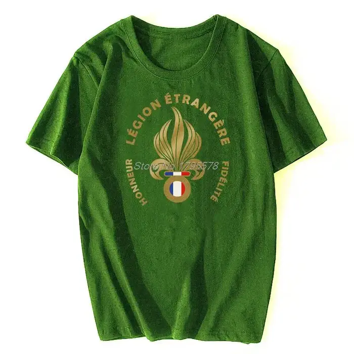 T-Shirt en Coton avec Logo du Régiment des Étrangères Françaises pour Homme, Vêtement Streetwear de 