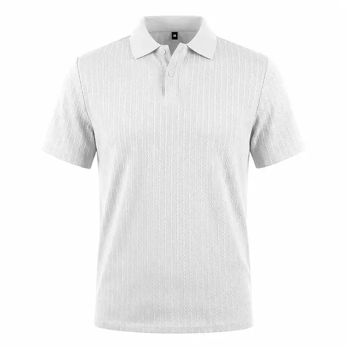 Polo à manches courtes boutonné en maille jacquard décontracté pour homme