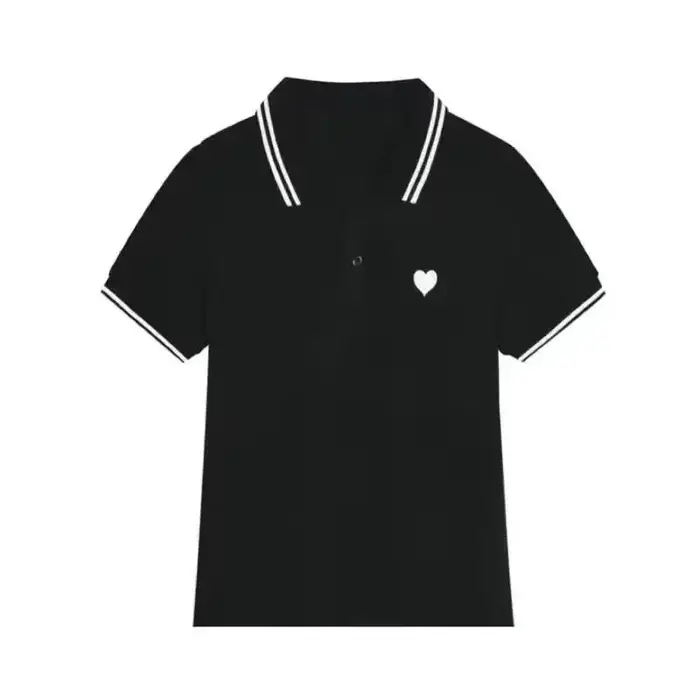 Chemise boutonnée à col polo pour femme, 100 coton Belgi, broderie blanche, pulls baggy pour femme, 