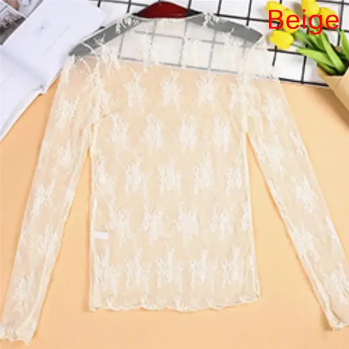 T-shirt à manches longues en maille transparente