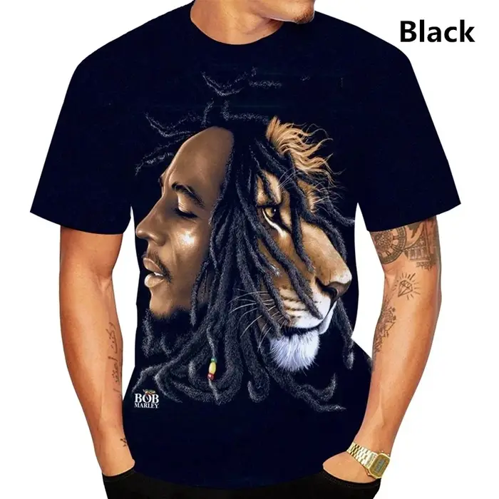 Bob Marley Hip-hop Rock chanteur impression 3D sport séchage rapide respirant hommes T-shirt en plein air rue mode décontracté à manches courtes haut