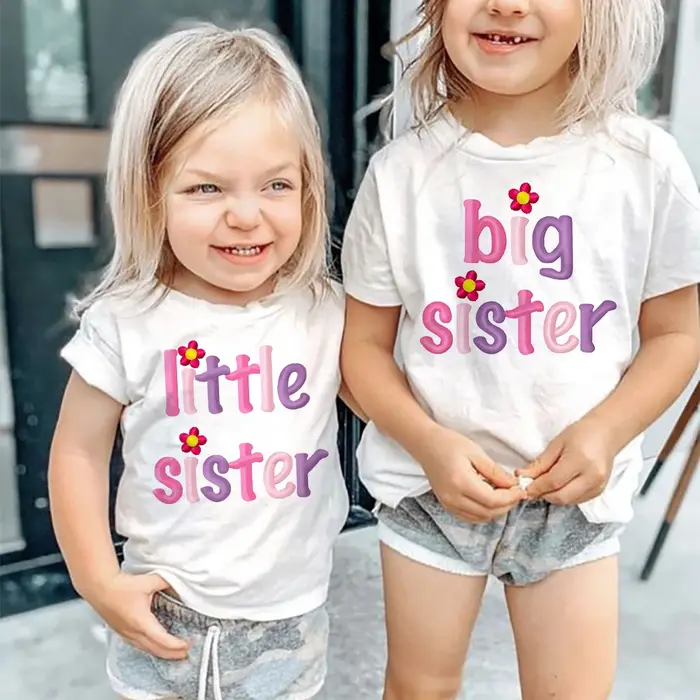 Grande sœur petite sœur jumeaux sœur T-shirt enfants manches courtes hauts correspondant tenue