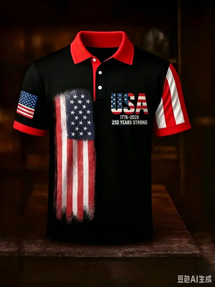 Polo Homme Drapeau Américain Tendance en Promotion – Style Rétro Respirant à Manches Courtes pour le Jour de