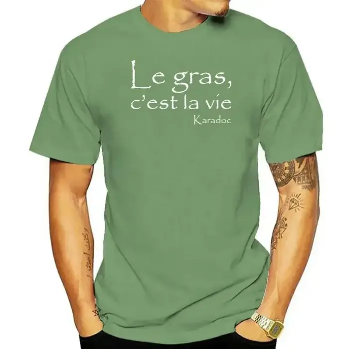 Hommes Kaamelott Karadoc Le Gras CEst La Vie noir t-shirt décontracté mode