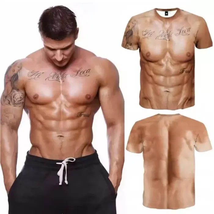 T-shirt graphique drôle pour homme avec poitrine poilue