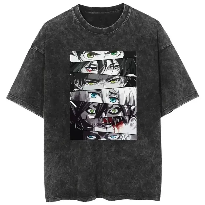 Nouveau T-shirt Oversize Vintage Lavé Homme et Femme 2026 – Motif L'Attaque des Titans – Streetwear Décontracté Y2K – Collection Été 2026