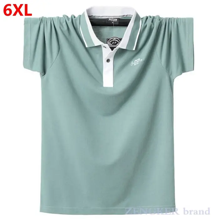 Été nouveau polo grande taille revers T-shirt hommes coton lâche gros gars à manches courtes