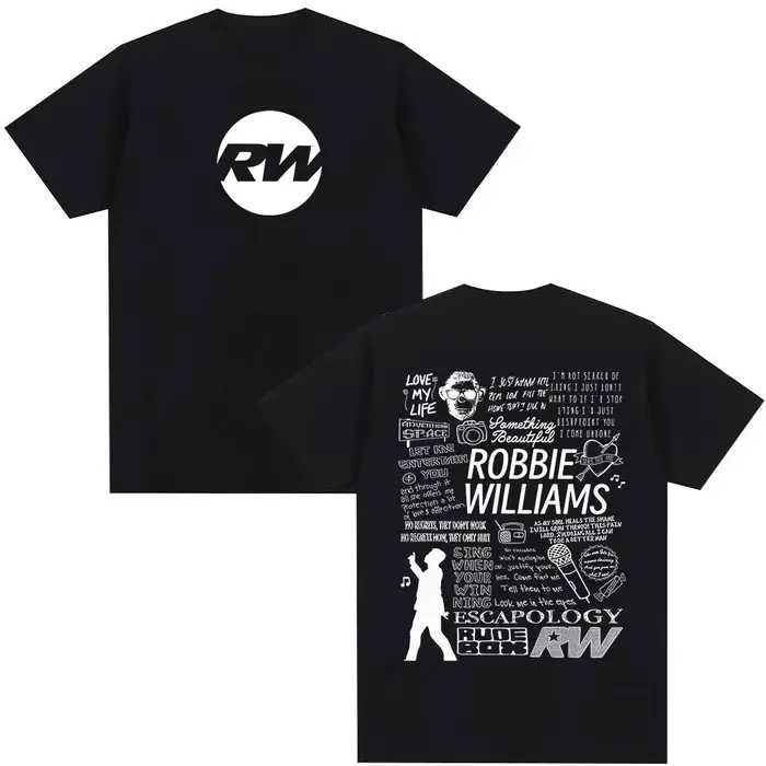 Robbie Williams Rw Tour Album Merch T-shirt hommes femmes mode Harajuku
