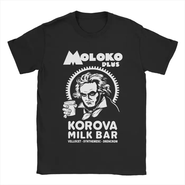 T-shirt pour hommes A Clockwork Orange Moloko Plus, en pur coton, drôle, à manches courtes, col rond