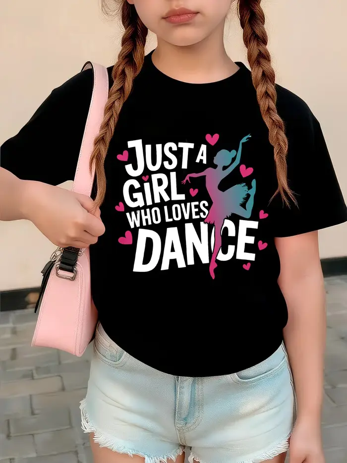 T-shirt graphique drôle « Just A Girl Who Loves Dance » pour enfants et filles
