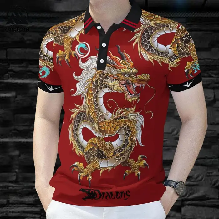 Polo imprimé motif Dragon de Style chinois