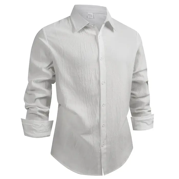 Chemise en coton et lin pour homme, vêtements décontractés pour homme, hauts de qualité supérieure, chemises noires et blanches, chemise à manches longues pour homme, style business