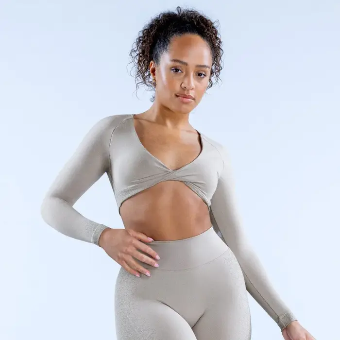 Haut de yoga court pour femme à col en V profond