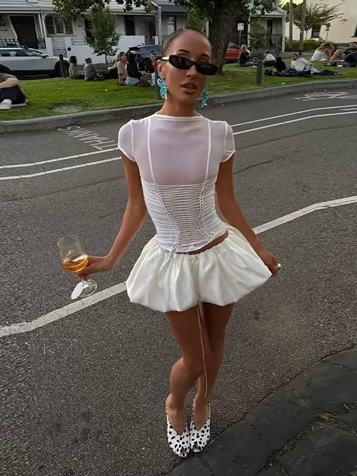 T-shirt Corset Chic pour Femme à Manches Courtes