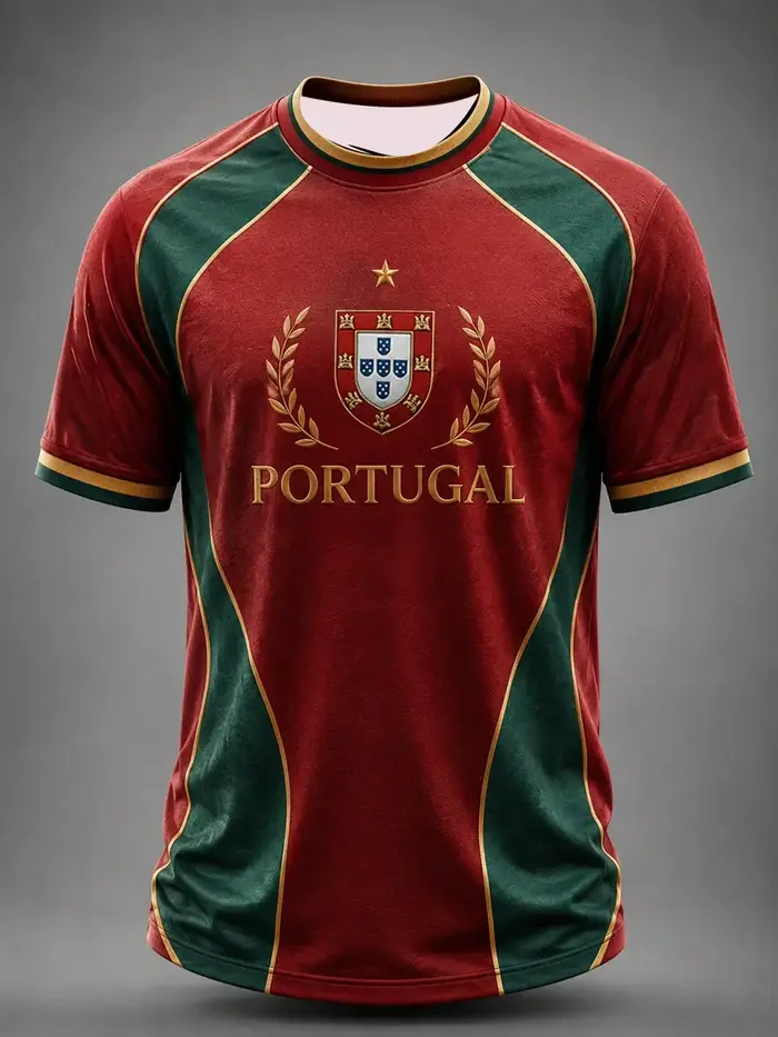 T-shirt d'entraînement de football portugais édition 2026 - Impression numérique 3D - Confortable et respirant - Vêtements pour toute la famille