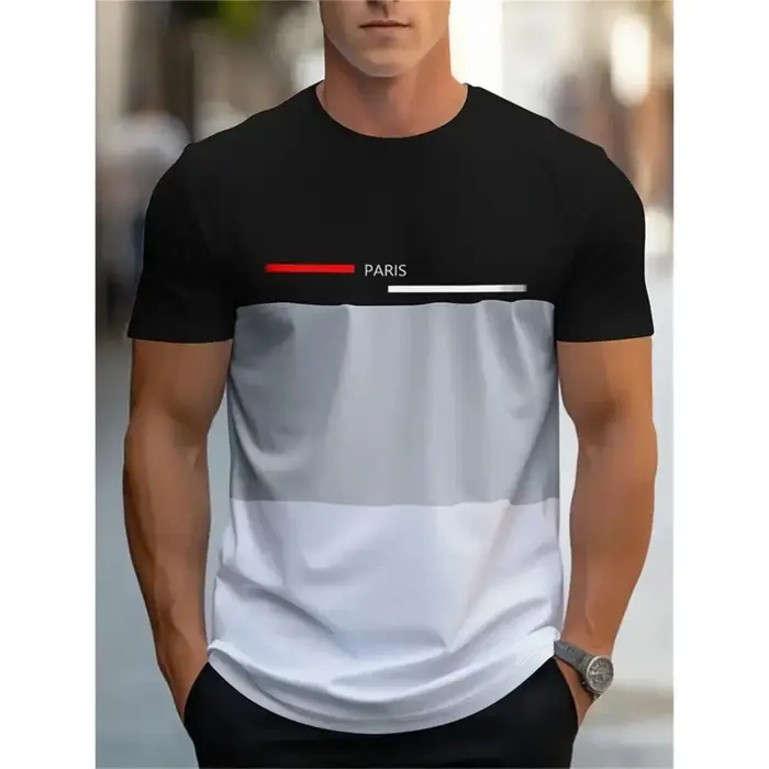 T-shirt à motif de rayures colorées pour hommes