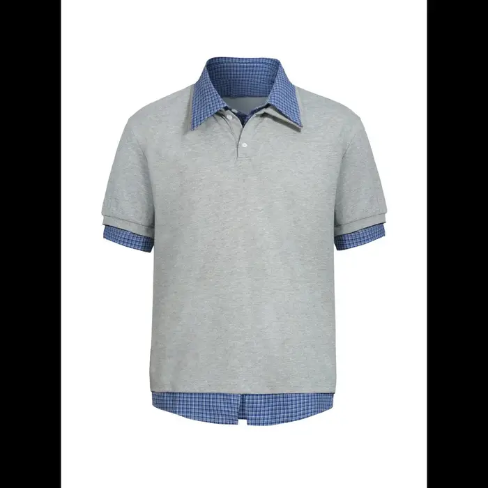 Polo à manches courtes à carreaux bleus pour homme, style décontracté urbain d'été, coupe ample avec