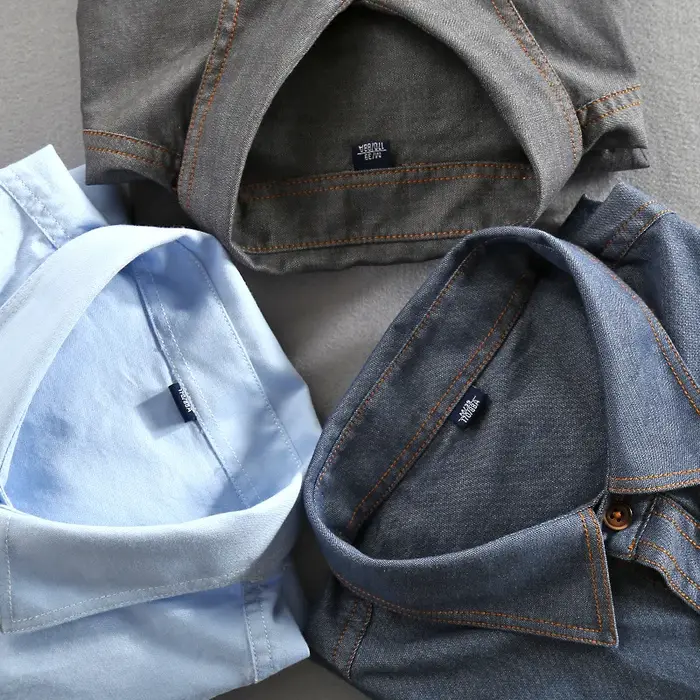 Chemise en jean à manches longues pour homme, en pur coton, coupe ajustée, mode, Denim, vêtements décontractés, haute qualité, deux poches sur la poitrine