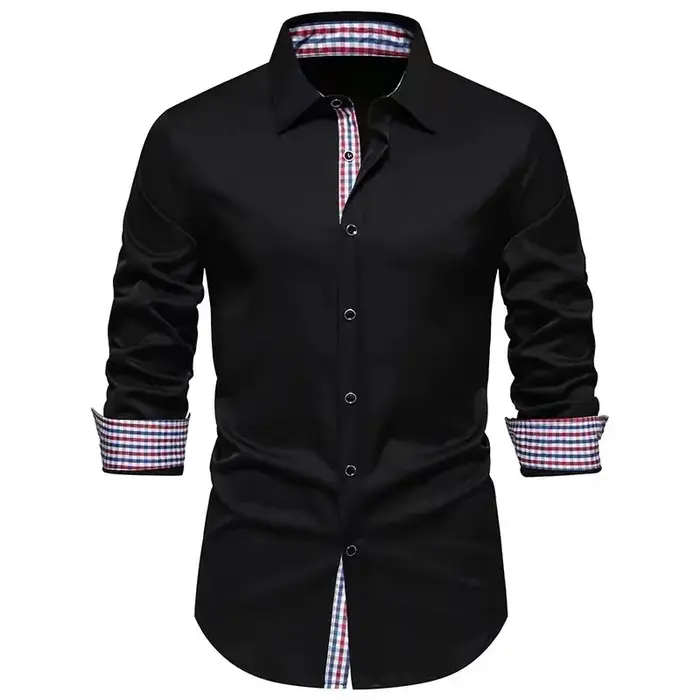 T-shirt à carreaux à manches longues pour hommes