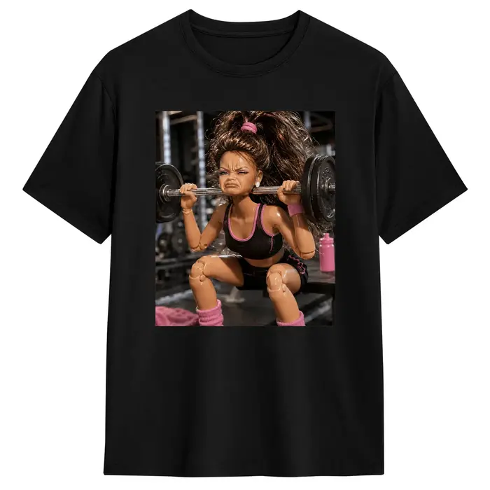 T-shirt vintage en coton à manches courtes, humoristique, avec motif 'Gym Girl' et 'Beach Disgusting