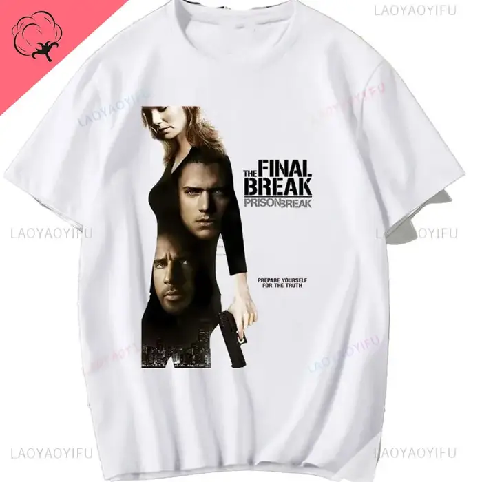 Hommes Vintage t-shirts série Tv Prison Break vêtements esthétiques Michael Scofield Y2k chemise Streetwear imprimé T-shirt haut coton