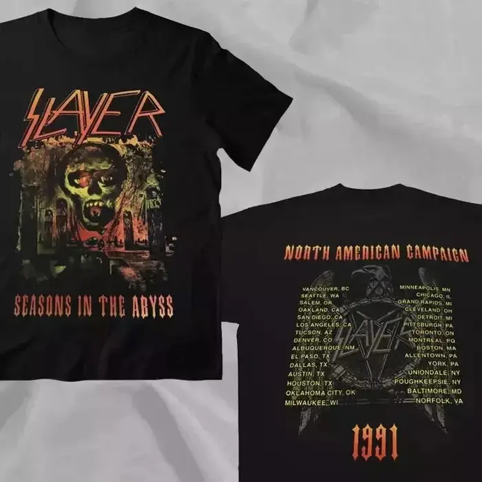 SLAYER T-shirt imprimé hommes surdimensionné Y2k rétro rue Hip Hop