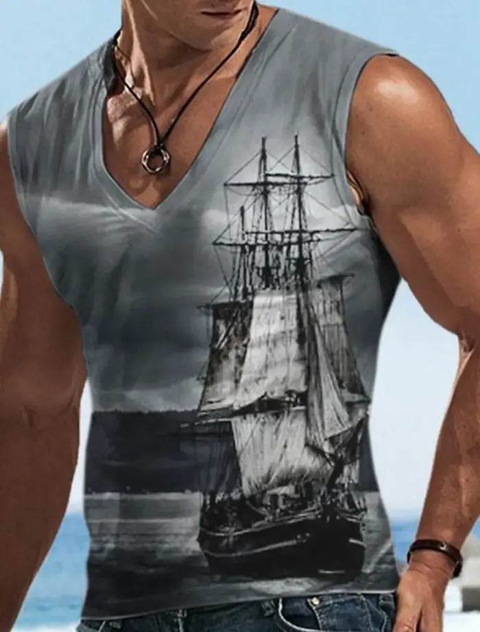 Costume de marin t-shirt imprimé bateau 3D pour hommes