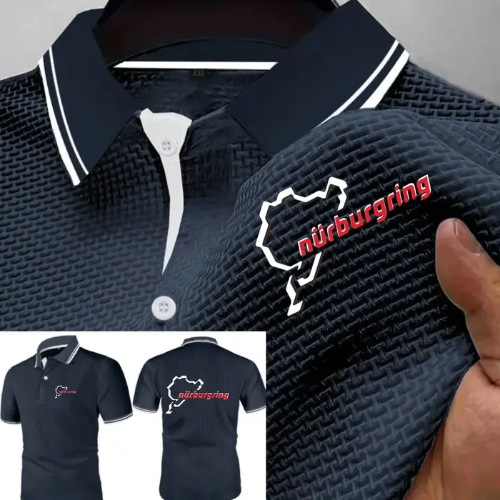 Polos Nürburgring course piste glace soie maille t-shirts doux hommes Fitness entraînement t-shirt