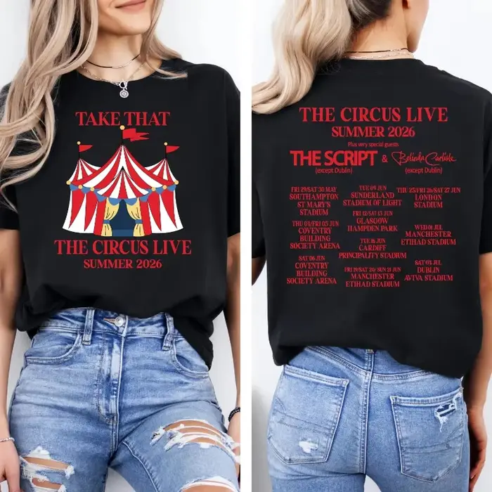 T-shirt de concert Take That The Circus Live 2026 Tour Tee Band, cadeau pour les fans, pour hommes/f