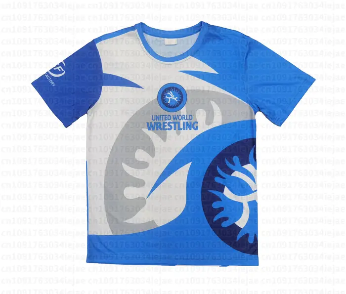 T-shirt d'entraînement de lutte mondiale unifié pour hommes 2026, noir, imprimé intégral, manches co