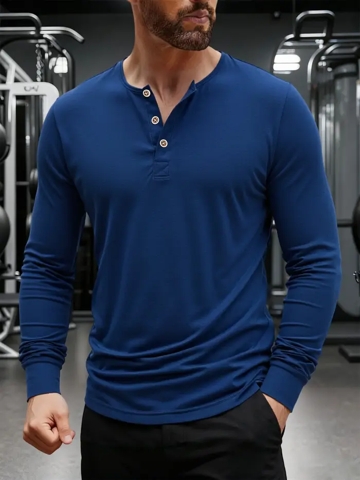 T-Shirt manches longues col Henley pour homme