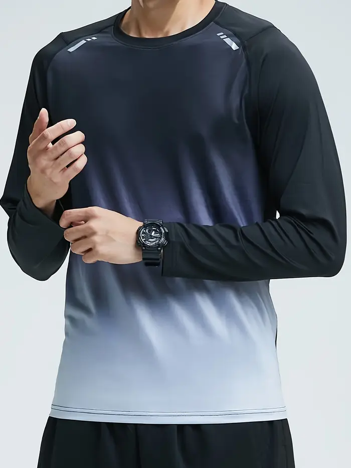 T-shirt de sport amincissant à manches longues pour hommes, un haut de fitness respirant et décontra