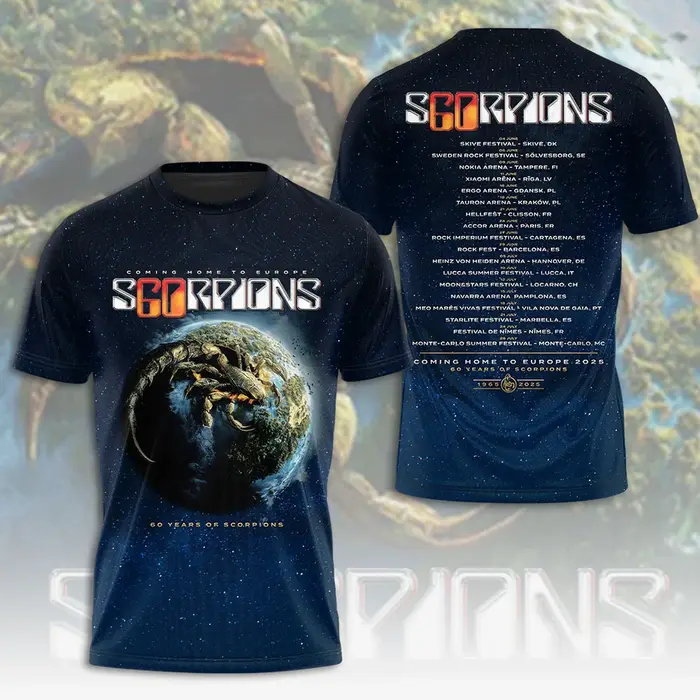 2026 Rock Scorpions Band 2025 Tour T-shirt imprimé en 3D hommes femmes mode Hip Hop