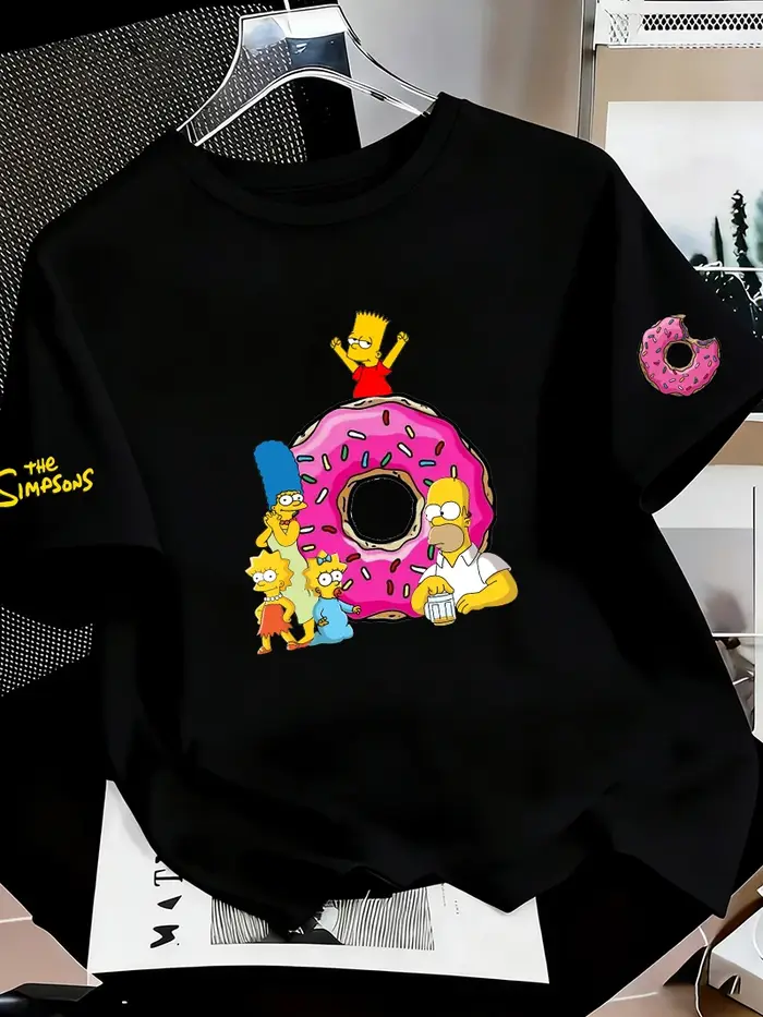 T-shirt à col rond pour hommes, 100% coton, dessin animé Simpson, vêtements de sport de plein air, d