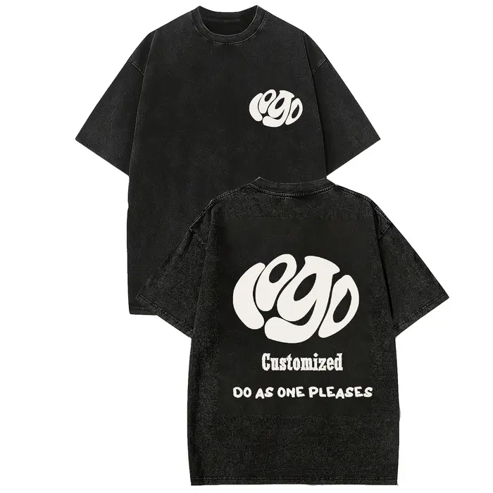 Personnalisez votre LOGO Hip Hop Streetwear hommes 100% coton T-shirts surdimensionné haut délavé t-shirt unisexe été rétro marque personnalisée