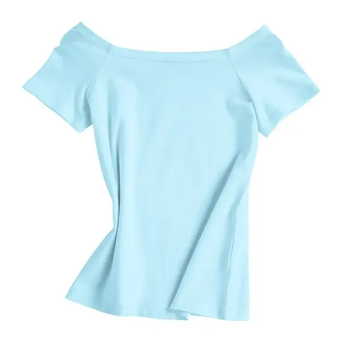 MRMT 2026 Nouveau T-shirt Femme en Coton Coupe Slim Manches Courtes Épaules Dénudées Col Droit