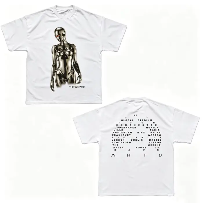 T-shirt The Weeknd After Hours Til Dawn Tour Europe 2026 100% Coton Homme Femme Streetwear Populaire Décontracté Hauts Décontractés
