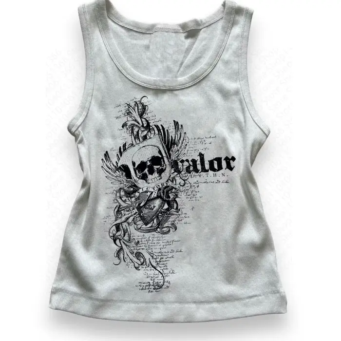 Gothique Grunge culture hauts Vintage femmes Kawaii graphiques hauts rétro beau gilet Style Punk e-g