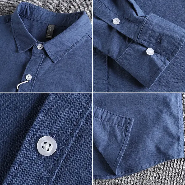Chemise à Manches sulfen Tissu Oxford Délavé pour Homme
