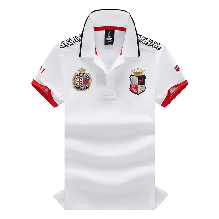 Polo pour homme, Angleterre, Grande-Bretagne, style royal, décontracté, sport, fête, coton, broderie