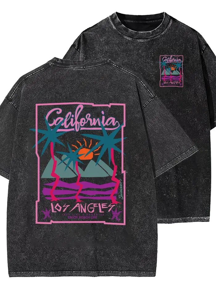 T-shirt oversize vintage délavé « California Los Angeles »