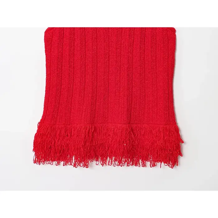 Gland sans manches tricoté gilet haut femmes col rond décontracté automne rouge hauts pullover