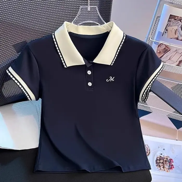 T-shirt polo à manches courtes pour femme