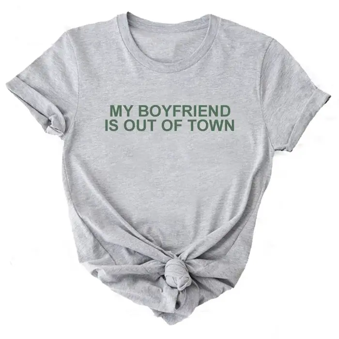 Mon petit ami est hors de la ville t-shirts coton à manches courtes T-shirt femmes rétro lettre impr