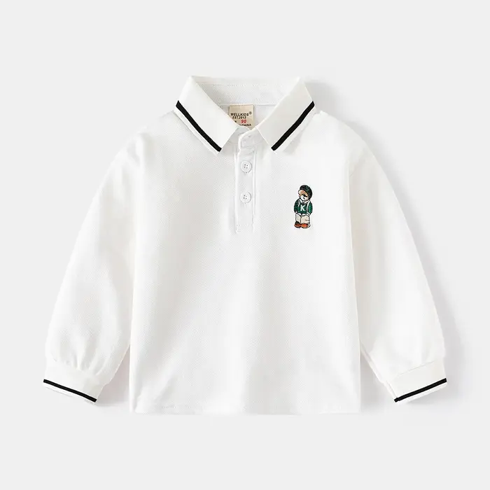 Polos à manches longues pour garçons, 100 coton, vêtements de printemps et d'automne pour enfants, B