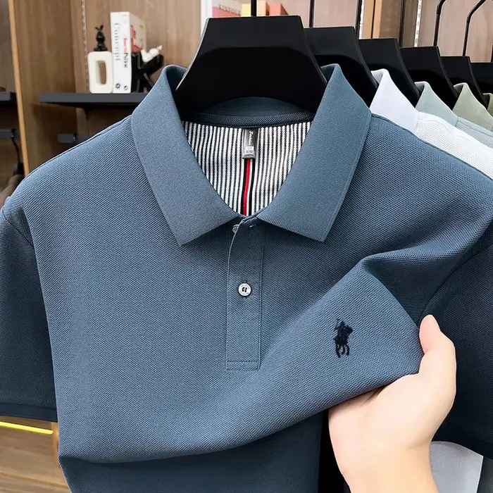 Marque haut de gamme à manches courtes polo pour hommes 100% coton été luxe poney broderie Designer