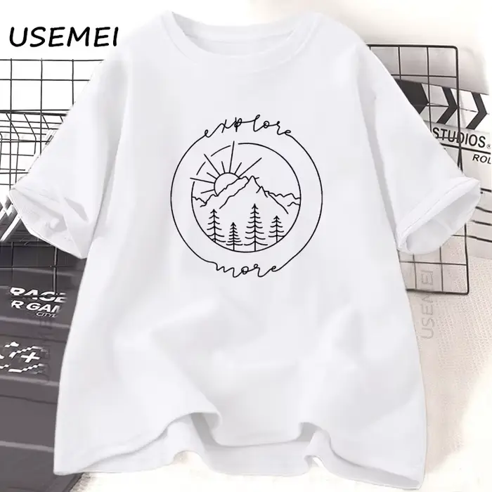Explorez plus T-Shirt pour femmes décontracté Camping à manches courtes