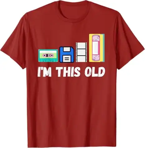 Drôle je suis cette vieille années 1980 Cassette VHS disquette rétro Tech T-Shirt